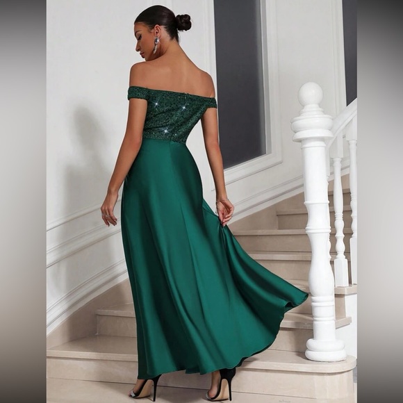 Luxe off shoulder slit thigh party dress - Picture 2 of 8